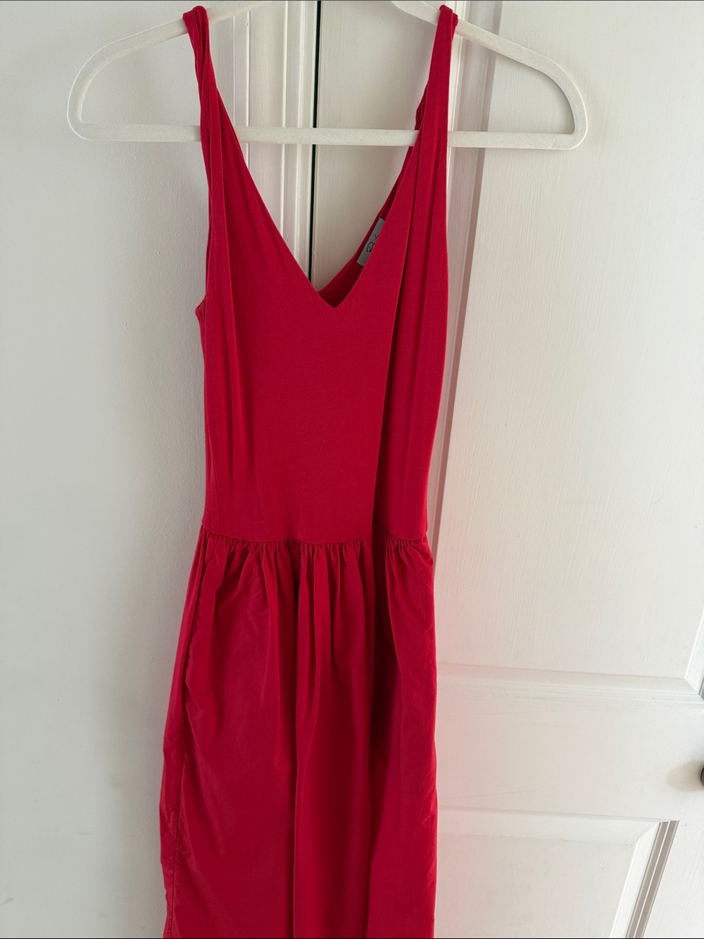Rails Sleeveless V-Neck Midi Dress in Bright Red